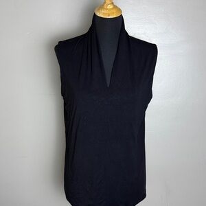 Grace Black Sleeveless Top High Draped V-Neck L Soft Stretchy Great Layering Pc